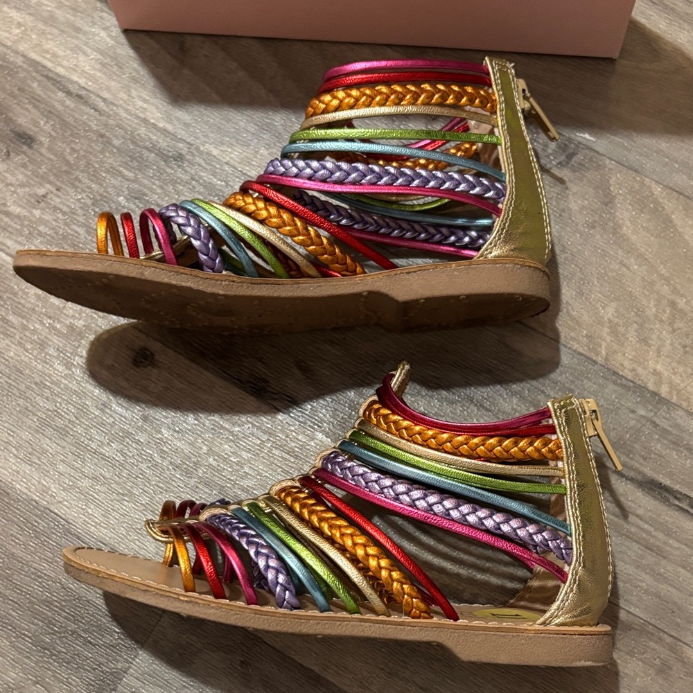 Seychelles Kids Rainbow Braided Gladiator Sandals - Rainbow Straps - Picture 4 of 6